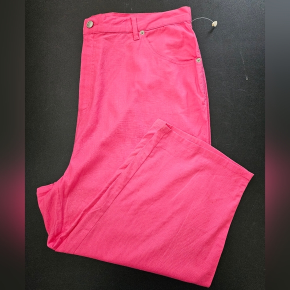 Denim & Co. Linen Blend Hot Pink Capris Pants - Size 20 - Picture 7 of 8